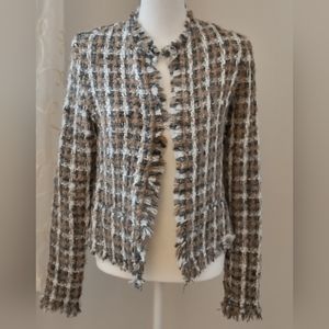 NWT Elie by Elie Tahari fringe metallic tweed blazer jacket XS
